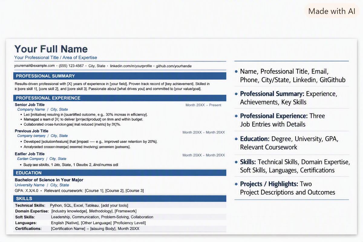 Professional Resume Template — Modern, ATS-Friendly Design