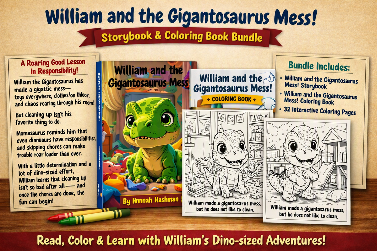 William and the Gigantosaurus Mess! — Storybook & Coloring Book Bundle